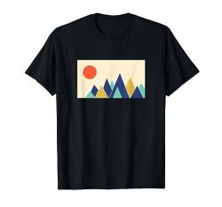 Berge Gebirge Natur Geometrie Wandern Landschaft retro T-Shirt von BAINAI