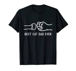 Bester Katzenpapa Spruch Katze Pfote Lineart Linien Schrift T-Shirt von BAINAI