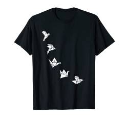 ORIGAMI Kraniche Vogel Natur geometrisch Linien Muster T-Shirt von BAINAI