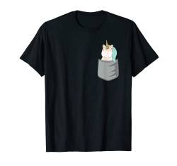 Pocket Einhorn Brusttasche Unicorn Tasche Tier lustig T-Shirt von BAINAI