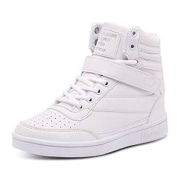 BAINASIQI Damen Sneakers High Top Sportschuhe Wedges Keilabsatz Schuhe Laufschuhe Atmungsaktive Freizeitschuhe Turnschuhe (EU 37, Weiß-01) von BAINASIQI