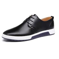 BAINASIQI Herren Schnürhalbschuhe Casual Mesh Atmungsaktiv Business Schuhe Herren Lederschuhe Hochzeit Schuhe (EU 39, Schwarz) von BAINASIQI
