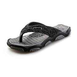 BAINASIQI Herren Zehentrenner Sommer Schuhe Outdoor Strand Latschen Freizeit Flip Flops Pantoletten Ultralight rutschfest Slipper Badeschuhe (EU 41, Schwarz-grau) von BAINASIQI