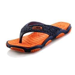 BAINASIQI Herren Zehentrenner Sommer Schuhe Outdoor Strand Latschen Freizeit Flip Flops Pantoletten Ultralight rutschfest Slipper Badeschuhe (EU 43, Blau-orange) von BAINASIQI