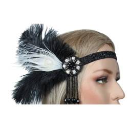 1920er Jahre Blingbling Stirnband für Frauen Flapper Kopfbedeckung Kopfbedeckung für Party Party Elegante Feder Glitzer Stirnbänder Party Haarbänder von BAIRU