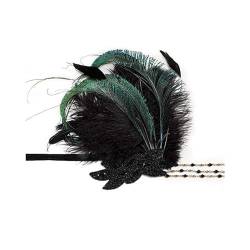 1920er Jahre Blingbling Stirnband für Frauen Flapper Kopfbedeckung Kopfbedeckung für Party Party Elegante Feder Glitzer Stirnbänder Party Haarbänder von BAIRU