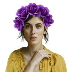 Haarband aus Kunststoff, Blumen-Haarband für Damen, Rosen-Blumen-Haarband, Karneval, Party, elegantes Blumenhaarband, Ornament, leichtes Blumen-Haarband von BAIRU