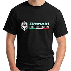 Bianchi Passione Celeste Bicycle T-Shirt Black L von BAISHA