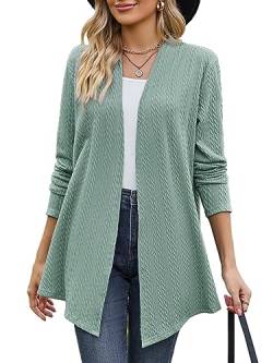 BAISHENGGT Wogende Weizen im Wind Damen Strickjacke Elegante Kable Drapieren Lange Ärmel Offene Vorne Lockere Cardigan Strickpullover Grün L von BAISHENGGT