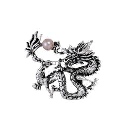 Chinesischer Stil Drache Spielt Mit Perlen Brosche High-End-Mantelzubehör Brosche Kreative Tierkreis-Drachen-Corsage (Color : AL1205-A, Size : One size) von BAISHIHUA