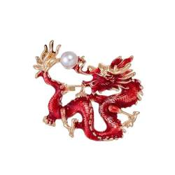 Chinesischer Stil Drache Spielt Mit Perlen Brosche High-End-Mantelzubehör Brosche Kreative Tierkreis-Drachen-Corsage (Color : AL1205-C, Size : One size) von BAISHIHUA