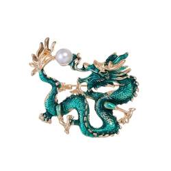 Chinesischer Stil Drache Spielt Mit Perlen Brosche High-End-Mantelzubehör Brosche Kreative Tierkreis-Drachen-Corsage (Color : AL1205-D, Size : One size) von BAISHIHUA