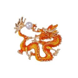 Chinesischer Stil Drache Spielt Mit Perlen Brosche High-End-Mantelzubehör Brosche Kreative Tierkreis-Drachen-Corsage (Color : AL1205-E, Size : One size) von BAISHIHUA