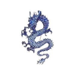 Emaille Tropfendes Öl-Drachen-Brosche-Zubehör, Herrschsüchtige Und Mächtige Chinesische Drachen-Mantelbrosche For Männer Und Frauen (Color : Blue, Size : One size) von BAISHIHUA