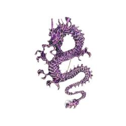 Emaille Tropfendes Öl-Drachen-Brosche-Zubehör, Herrschsüchtige Und Mächtige Chinesische Drachen-Mantelbrosche For Männer Und Frauen (Color : Purple, Size : One size) von BAISHIHUA