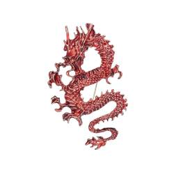 Emaille Tropfendes Öl-Drachen-Brosche-Zubehör, Herrschsüchtige Und Mächtige Chinesische Drachen-Mantelbrosche For Männer Und Frauen (Color : Red, Size : One size) von BAISHIHUA