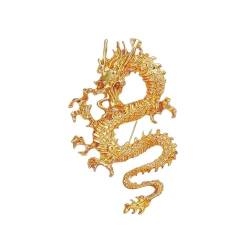 Emaille Tropfendes Öl-Drachen-Brosche-Zubehör, Herrschsüchtige Und Mächtige Chinesische Drachen-Mantelbrosche For Männer Und Frauen (Color : Yellow, Size : One size) von BAISHIHUA