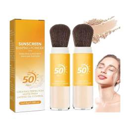 Sunscreen Setting Powder, SPF 50 PA++, Mineral-Sunscreen Brush Powder, Oil Control Natural Matte Finish, Long Lasting Lightweight Breathable (2PC) von BAInuai