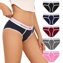 BAJAOEY Panties Damen,Baumwolle Unterhosen Atmungsaktives Weiche Bikini HöSchen Bequeme Slips Frauen UnterwäSche 5er Pack,XL von BAJAOEY