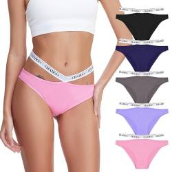 BAJAOEY Unterhosen Damen Slip Baumwoll Unterwäsche Damen Bequeme Hipster Bikini Slips Frauen Höschen 5er Pack,L von BAJAOEY