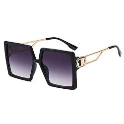 BAJIE Sonnenbrille Damen Oversized-Sonnenbrille Großer Rahmen Quadratische Sonnenbrille Damen Schwarz-Weiß-Brille Oculos Feminino von BAJIE