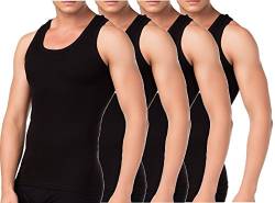 4er Pack Herren Tank Top Classic Achselhemd Muskel Shirt Unterhemd Feinripp-Baumwolle Weiß Schwarz (6=EU L, Schwarz) von BAKIS