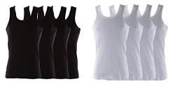 4er Pack Herren Tank Top Classic Achselhemd Muskel Shirt Unterhemd Feinripp-Baumwolle Weiß Schwarz (8=XXL, Schwarz) von BAKIS