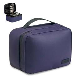 BAKLUCK Kosmetiktasche Große Kapazität Make-up Reisetasche Tragbar Wasserdicht PU Leder Make-up Tasche mit Pinselfächern, Violett, Elegant von BAKLUCK