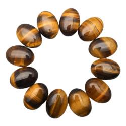 BAKYAR Cabochon aus Naturstein, 20 Stück Perlen aus Naturstein, Cabochon, für Schmuck, 2 x 5 x 18 mm, Zubehör für Ohrringe (Farbe: Golden Tiger Eye) von BAKYAR