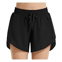 BALEAF Badeshorts Damen UPF50+ Badehose Schnell Trocknende Boardshorts UV Schutz Bikini Shorts mit Tasche Schwimmhose mit Mesh Schwarz 2XL von BALEAF