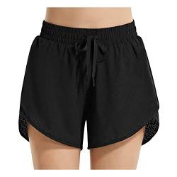 BALEAF Badeshorts Damen UPF50+ Badehose Schnell Trocknende Boardshorts UV Schutz Bikini Shorts mit Tasche Schwimmhose mit Mesh Schwarz L von BALEAF