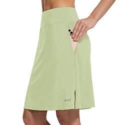 BALEAF Damen 20" Knielang Skorts Röcke Athletisch Bescheiden Lange Golf Casual Rock Reißverschluss Tasche UV-Schutz Mint Creme XS von BALEAF