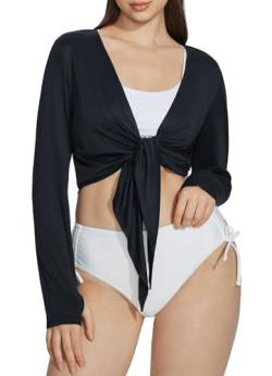 BALEAF Damen Bolero UV Schutz Bademode Rash Guard UV Shirts Sonnenschutzjacke Langarm Schwimmen Tankini Schwarz S von BALEAF