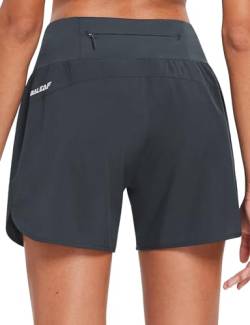 BALEAF Damen Kurz Sporthose Laufshorts mit Innenslip Seitetaschen für Running Grey XL von BALEAF