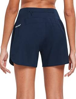 BALEAF Damen Kurz Sporthose Laufshorts mit Innenslip Seitetaschen für Running Navy XXL von BALEAF
