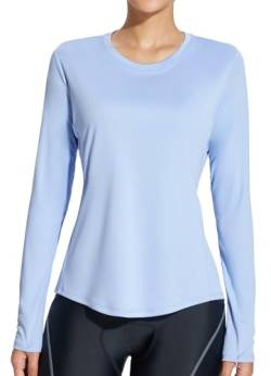 BALEAF Damen Langarm Radfahren Laufen Shirts Workout Tops Sportlich Aktiv Schnell Trocken Weich Leicht Blau XL von BALEAF