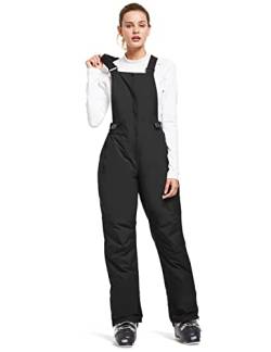 BALEAF Damen Skihose Wasserdicht Wanderhose Softshellhose Winter Warm Gefüttert Outdoorhose Latzhose Trägerhose Snowboardhose Skifahren Schwarz XL von BALEAF