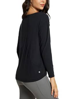 BALEAF Damen Sportshirt Atmungsaktiv Schnelltrockend Funktionsshirt mit Loser Passform Schwarz L von BALEAF
