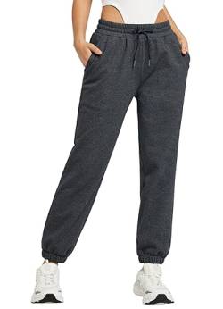BALEAF Damen Sweatpants Baumwolle Baggy Fleecd Lined Thermo Jogginghose Warm mit Taschen Dunkelgrau XS von BALEAF