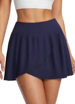 BALEAF Damen Tennisröcke Plissee Golf Skorts mit Shorts Taschen Hohe Taille Athletische Laufübung UPF50+ Blau XS von BALEAF