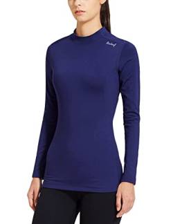 BALEAF Damen Thermoshirt Langarm Winter Laufshirt warm Fitnessshirt Sport Top Shirts Dunkelblau S von BALEAF