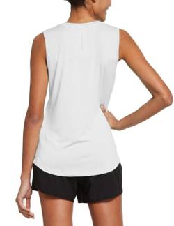 BALEAF Damen Workout Tank Top ärmellos Sportshirt Fitness Studio athletisch Lauf Top Yoga Shirts Weiß XXL von BALEAF