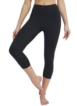 BALEAF Damen Yoga Capri Leggings mit Taschen Petite High Waisted Workout Übung Laufen Capris Hosen für Casual Sommer Golf Schwarz XS von BALEAF