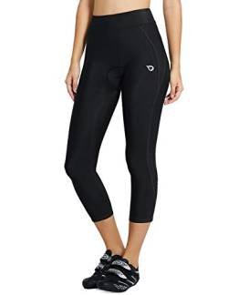 BALEAF Fahrradhose Damen Gepolstert 3/4 Radlerhose Radhose Kurz Gepolsterte Leggings UPF 50+ Fahrradbekleidung Sommer Schwarz XL von BALEAF