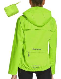 BALEAF Fahrradjacke Damen Regenjacke Wasserdicht Atmungsaktiv Wanderjacke Windbreaker Sommerjacke Outdoor Jacken Leichte Windjacke Trekking Regenjacke Radjacke Fluorescent Gelb XL von BALEAF