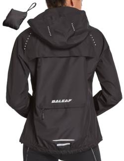 BALEAF Fahrradjacke Damen Regenjacke Wasserdicht Atmungsaktiv Wanderjacke Windbreaker Sommerjacke Outdoor Jacken Leichte Windjacke Trekking Regenjacke Radjacke Schwarz XXL von BALEAF