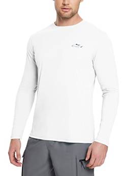 BALEAF Herren Angelshirt Langarm UPF 50+ Sonnenschutz UV T-Shirts Schnelltrocknend Weiß 2XL von BALEAF