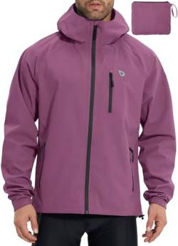 BALEAF Herren Fahrradjacke Regenjacke Wasserdicht Windbreaker mit Kapuze 10000mm H2O Wasserdicht Laufjacke Atmungsaktiv Wanderjacke Neu Style Rosa S von BALEAF