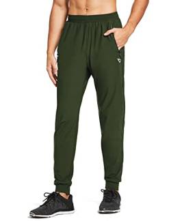 BALEAF Herren Joggers Hose Leichtes Laufen Workout Athletisches Training Gym Schnell Dry Tapered Jogger Zipper Taschen Armee Grün S von BALEAF