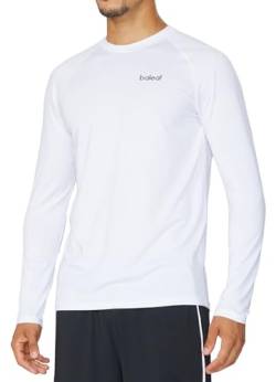 BALEAF Herren Laufshirt Langarm Atmungsaktive Funktionsshirt Schnelltrockende Sportshirt Wandershirt Weiß M von BALEAF